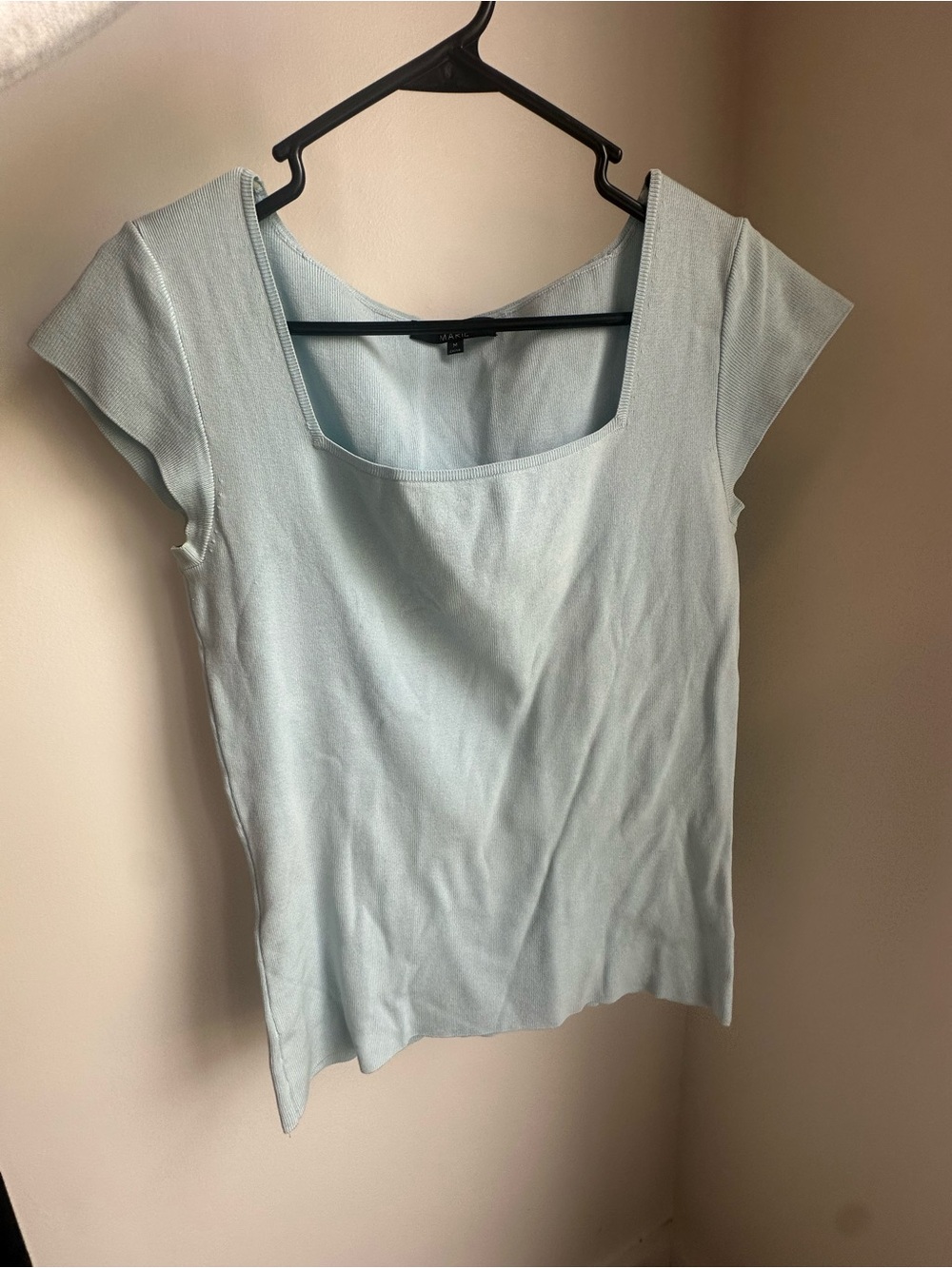 Alex Marie Pale Blue Square Neck Cap Sleeve Tank